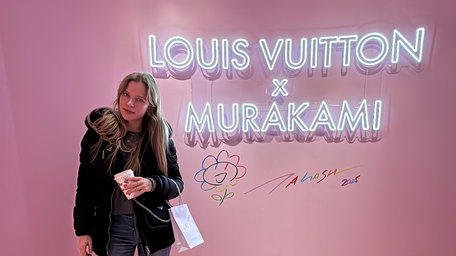 Writer Julia Zolotova at the LV x Murakami pop-up event