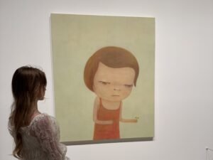Writer Julia Zolotova at the Yoshimoto Nara exhibition